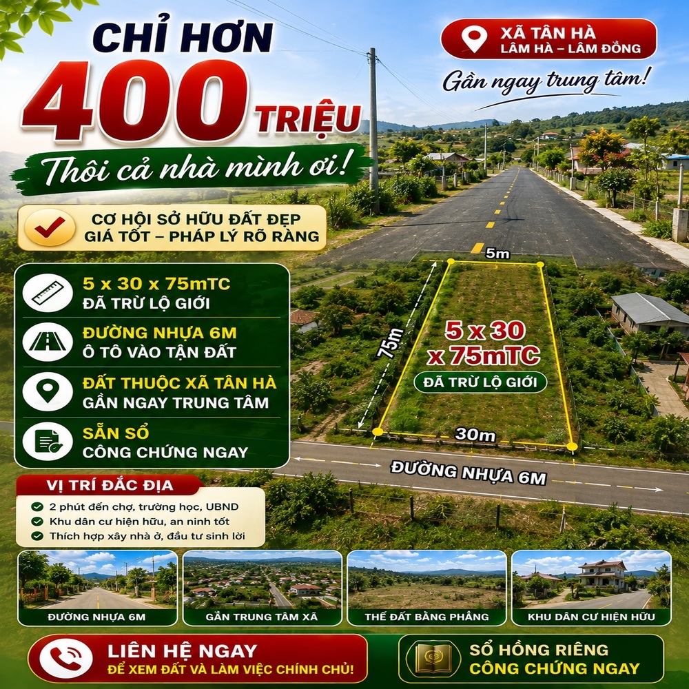 đất thổ cư Tân Hà Lâm Hà