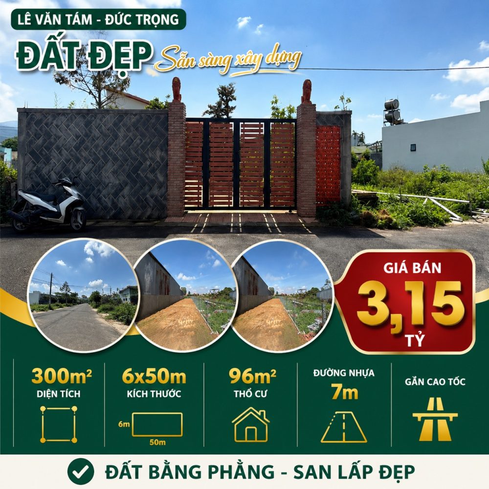 Đất Đức Trọng 300m², 96m² thổ cư, giá 3,15 tỷ