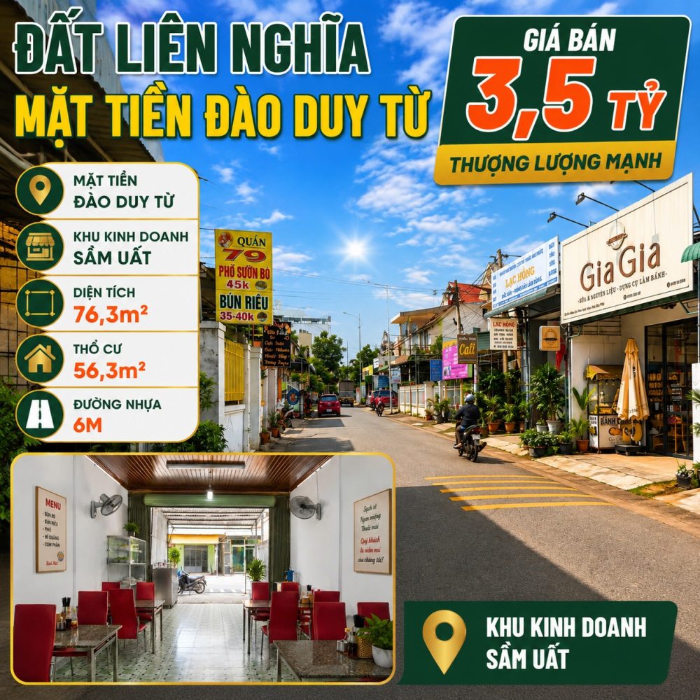 Đất Liên Nghĩa mặt tiền Đào Duy Từ 76,3m²