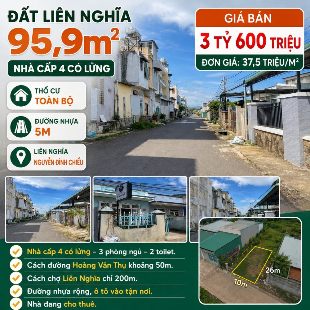 Đất Liên Nghĩa – Nhà cấp 4, 95,9m², giá 3,6 tỷ