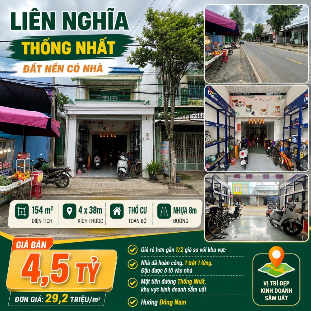 Đất Liên Nghĩa 154m² có nhà, giá 4,5 tỷ