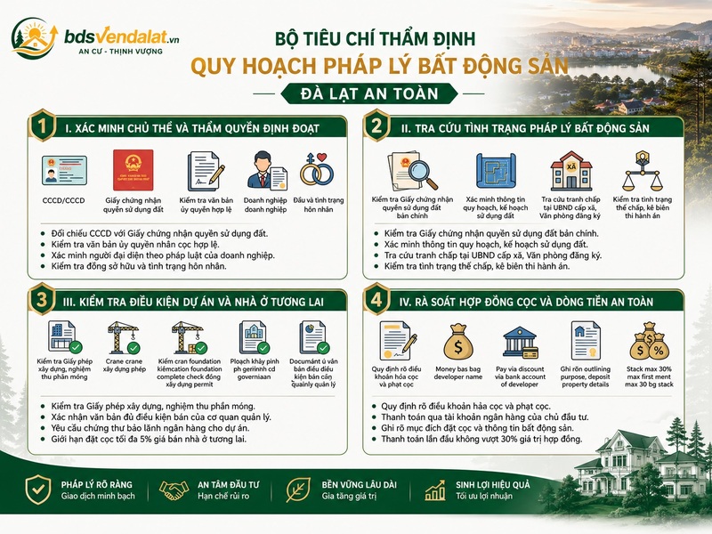 Bộ tiêu chí thẩm định quy hoạch pháp lý bất động sản Lâm Đồng an toàn