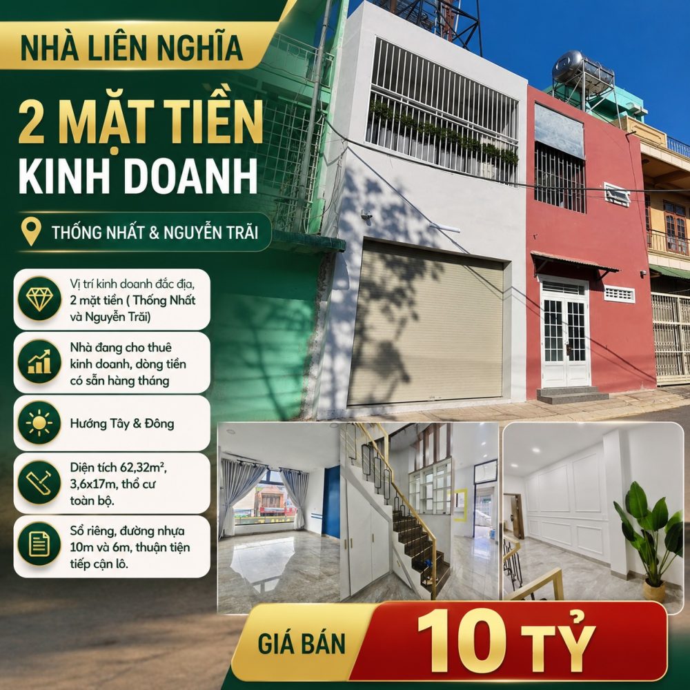 Nhà Liên Nghĩa 62,32m² – 2 mặt tiền kinh doanh