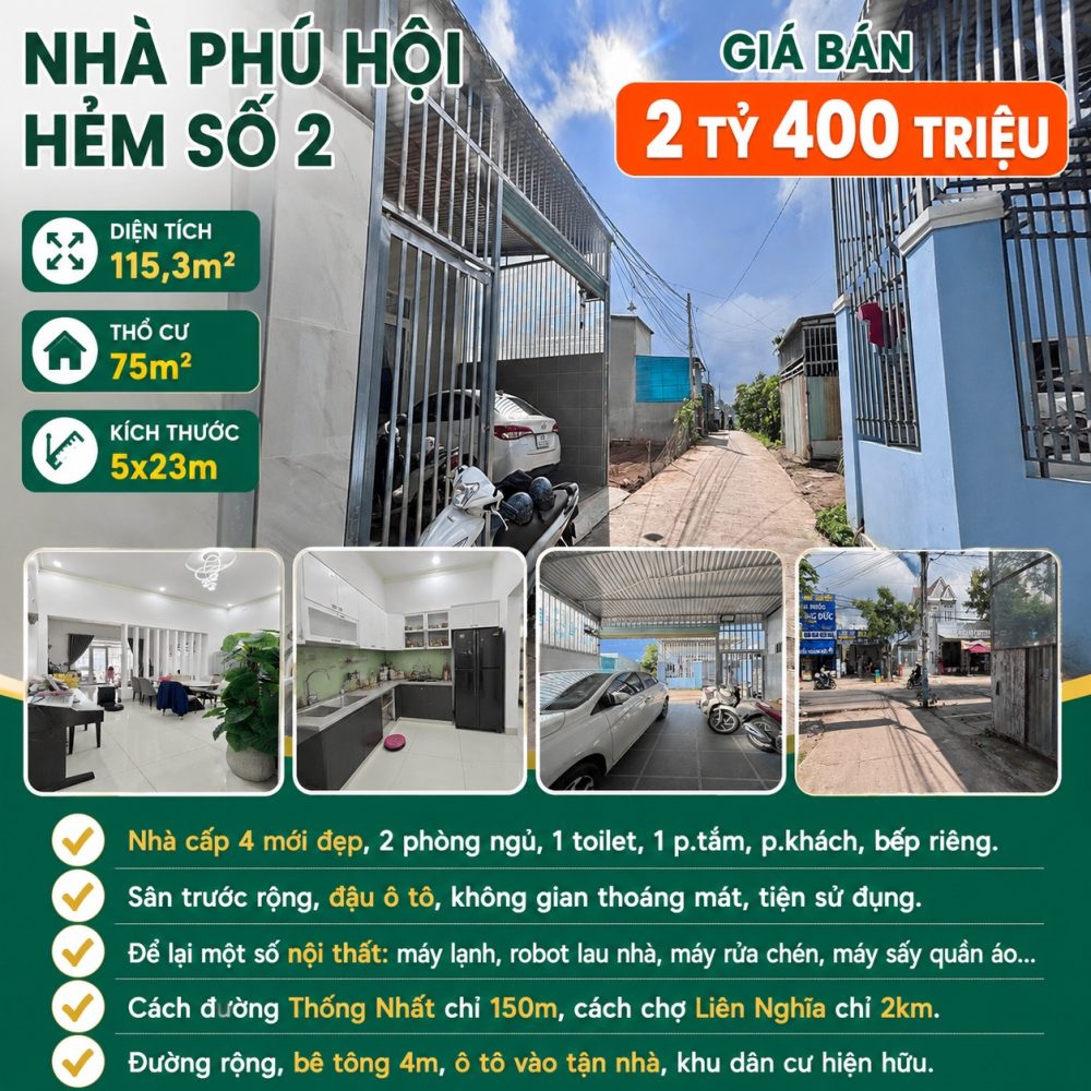 Nhà Phú Hội 115,3m², thổ cư 75m² giá 2,4 tỷ
