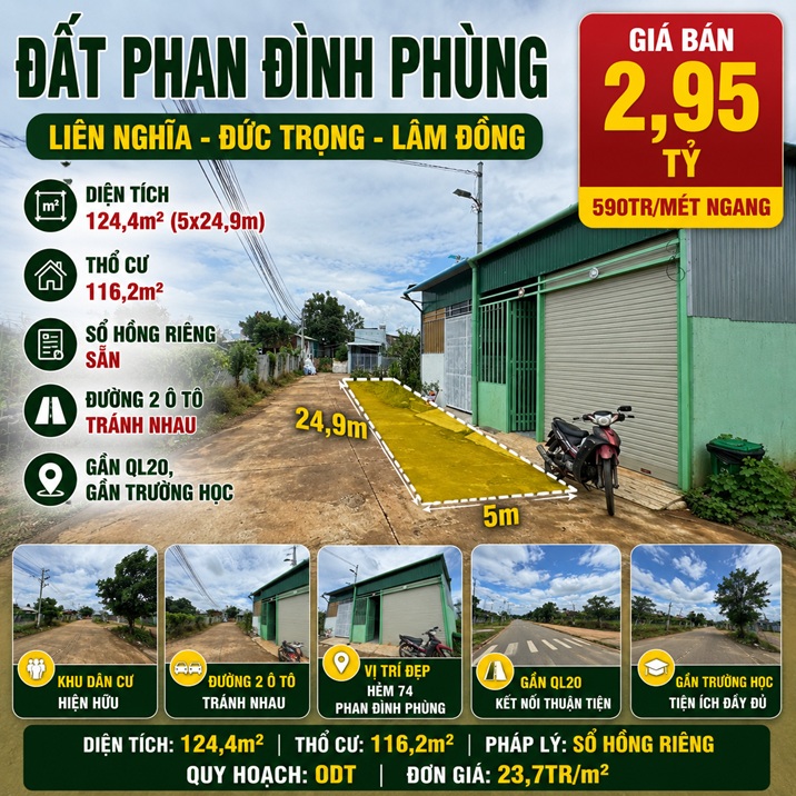 Đất nền Phan Đình Phùng 124,4m² thổ cư 116,2m²