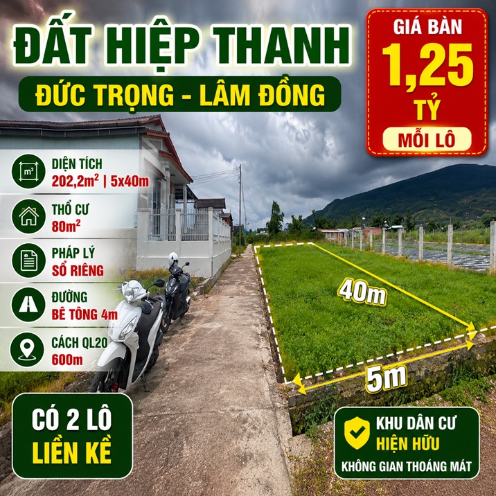 Đất nền Phú Thạnh 202,2m² thổ cư 80m²