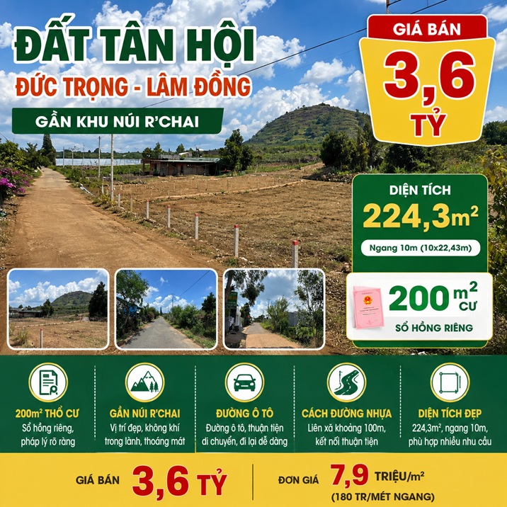 Đất Tân Hội Đức Trọng gần núi R’Chai