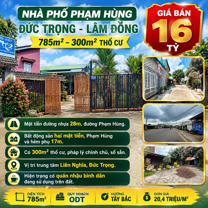 Nhà phố Phạm Hùng 785m², 2 mặt tiền, giá 16 tỷ