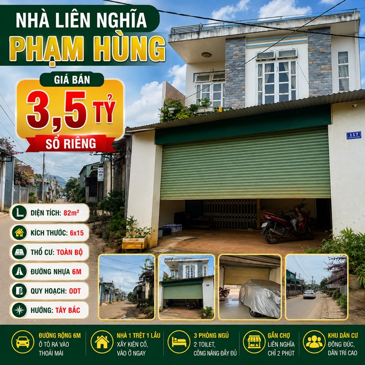 Nhà phố Phạm Hùng 82m² có nhà 1 trệt 1 lầu